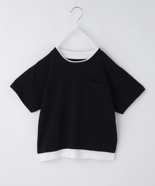 【110-160】レイヤード風半袖Tシャツ/洗濯機OK