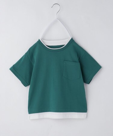 【110-160】レイヤード風半袖Tシャツ/洗濯機OK