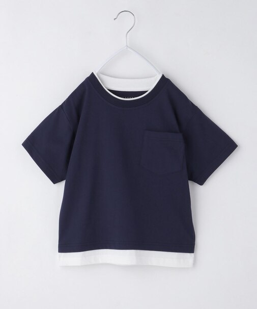 【110-160】レイヤード風半袖Tシャツ/洗濯機OK