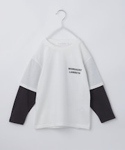 【110－160】レイヤード風デニムアップリケロンTee