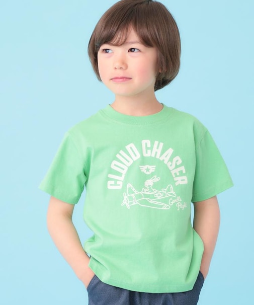 天竺アソートプリント半袖Tシャツ 幾何学アート、スパンコール、飛行機
