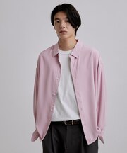 【選べる7色】トロミドレープカラーシャツ/トロミ/梨地/7色/レギュラーカラー/長袖