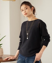 【8色展開/程よい透け感】ドライタッチボートネックニット