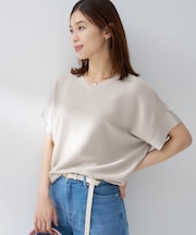 【11色展開/体型カバー】前後2WAYフレンチスリーブニット