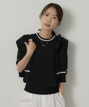 【アンサンブル可/きれいめ/通勤】コンパクト5分袖ニット