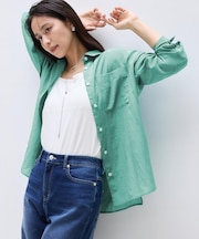 【秋羽織り/肌に張り付きにくい】シルキータッチシアーシャツ