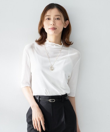 【重ね着レイヤードに】シアーテレコハイネックトップス