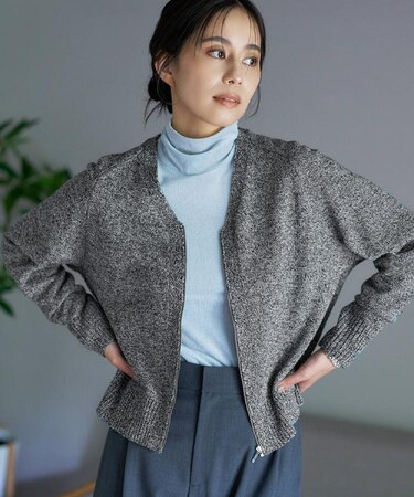 【店頭人気!】杢調ジップカーディガン