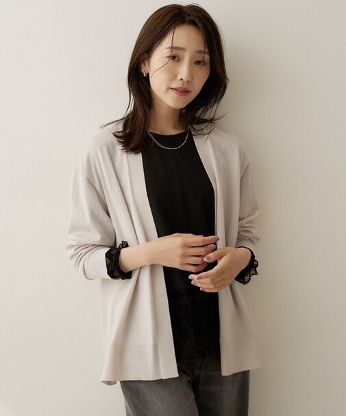 【アンサンブル可/秋羽織り/通勤】シルクウールカシミヤカーディガン