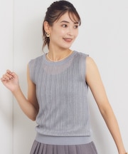 ラメリブニットトップス