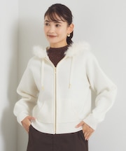 フェイクファー付きニットパーカー