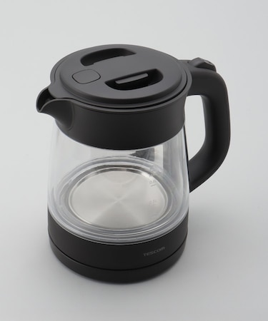 電気ケトルガラス 転倒流水防止1.0L BK