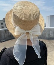 カンカン帽オーガンジーリボン