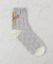◆あなたに優しい バック花柄 クォーターソックス