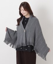 【あったか】ラメライン ラッセルケープ ストライプ