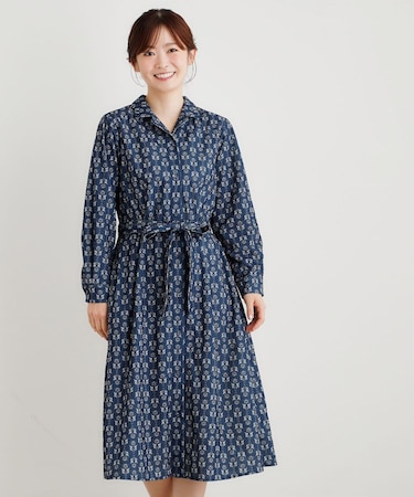 【WEB限定/洗える/M‐LL 3サイズ/羽織に使える】シュルートン柄コーデュロイワンピース