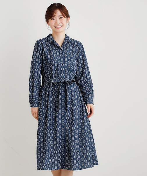 【WEB限定/洗える/M‐LL 3サイズ/羽織に使える】シュルートン柄コーデュロイワンピース