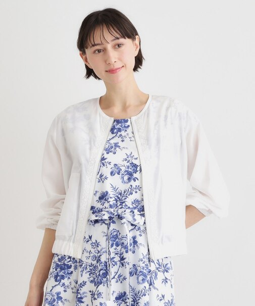 【洗える/プラケット刺繍入り/羽織に使える】シアーブルゾン