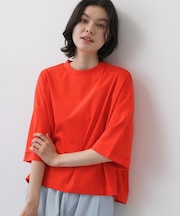 【体型カバー】美光沢カットソーボクシーシルエット