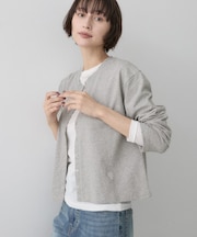 【秋羽織り/洗える/6色展開】リングスナップミニ裏毛カーディガン