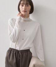 【秋のレイヤードアイテム/洗える】シアー切り替えタートルプルオーバー
