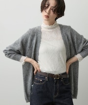 【洗える】モヘアブレンドニット ボタンレスカーディガン