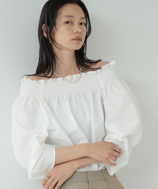 サッカーオフショルブラウス【再入荷／2WAY】
