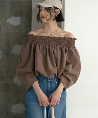 サッカーオフショルブラウス【再入荷／2WAY】