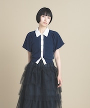 【手洗い可】バイカラーポロニット