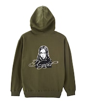RHINESTONE LOGO AND FACE ZIP UP SWEAT HOODIE