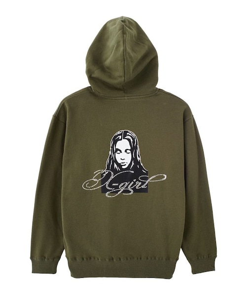 RHINESTONE LOGO AND FACE ZIP UP SWEAT HOODIE
