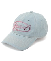 RHINESTONE OVAL LOGO 6PANEL DENIM CAP