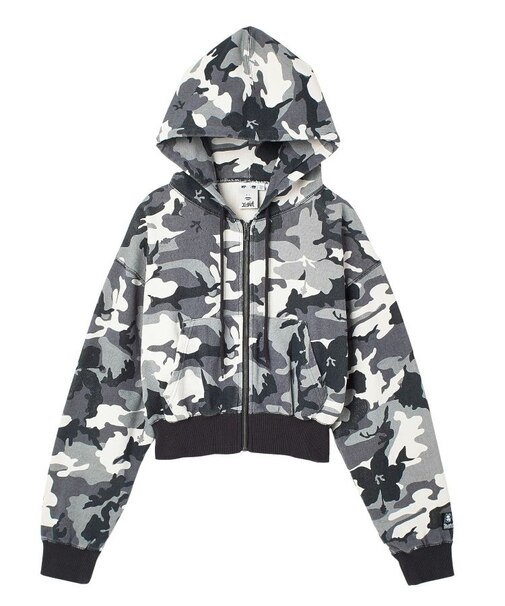 HIBISCUS CAMOUFLAGE ZIP UP SWEAT HOODIE