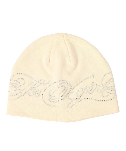 RHINESTONE DECORATIVE SCRIPT LOGO BEANIE