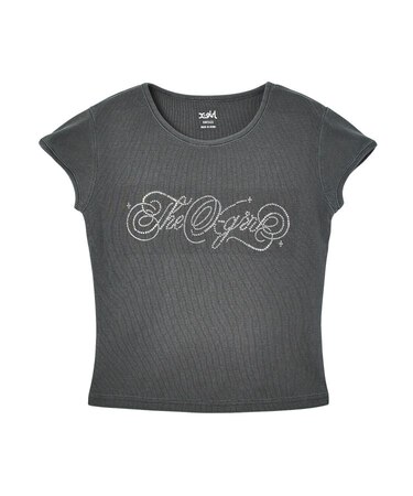 RHINESTONE DECORATIVE SCRIPT LOGO S/S BABY TEE