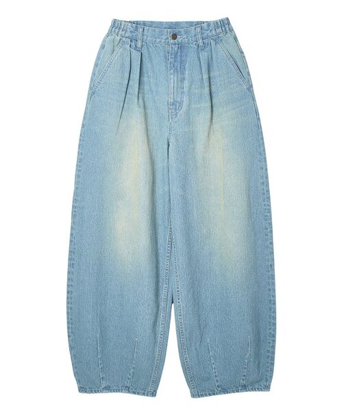 TUCK WIDE LEG DENIM PANTS