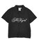 SCRIPT LOGO SHIRRED S/S ZIP UP TOP