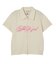 SCRIPT LOGO SHIRRED S/S ZIP UP TOP