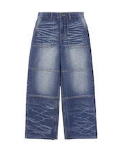 FADED WIDE LEG FLARE DENIM PANTS