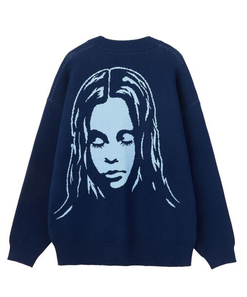 FACE BACK JACQUARD KNIT CARDIGAN