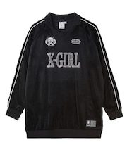 RHINESTONE LOGO VELOUR GAME SHIRT DRESS