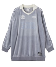 RHINESTONE LOGO VELOUR GAME SHIRT DRESS