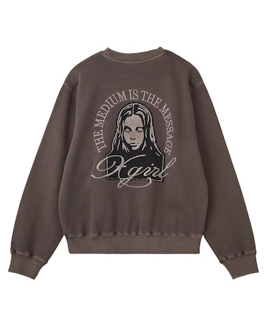 PIGMENT DYED FACE PATCH AND LOGO CREWNECK SWEATSHIRT
