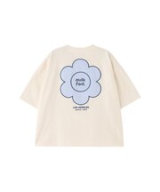 CUT OUT LOGO GINGHAM FLOWER WIDE S/S TEE