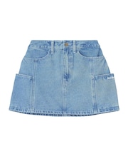 PANELED POCKET DENIM MINI SKIRT
