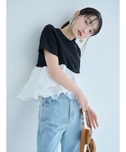 【WEB限定カラーあり】ボリュームペプラムドッキングカットプルオーバー