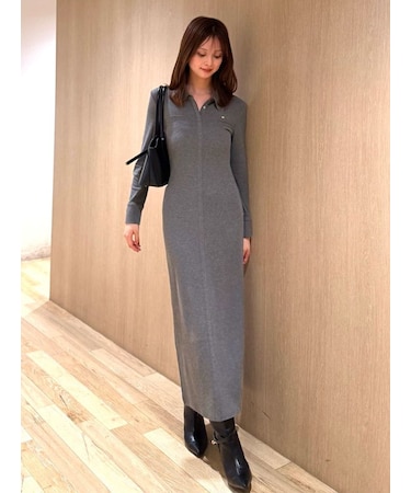 コットンモダールポロロングワンピース