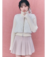【WARM】ファーキルティングニットブルゾン