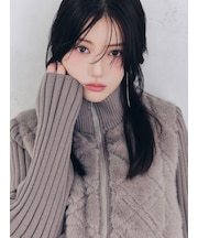 【WARM】ファーキルティングニットブルゾン