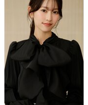 プリーツスリーブバリエボウタイブラウス